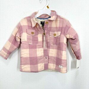 7 For All Mankind Pink Plaid Fleece Sherpa Shacket for Girls Fall Adorable 18M